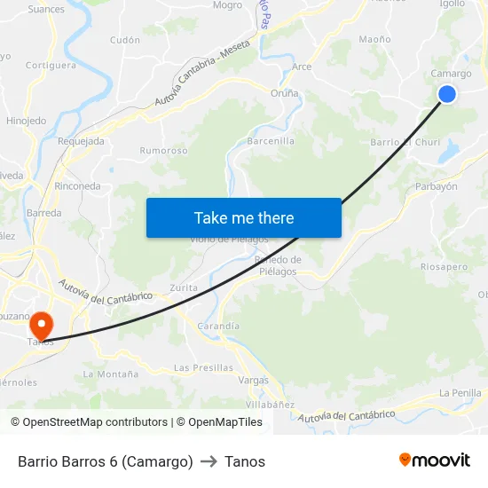 Barrio Barros 6 (Camargo) to Tanos map