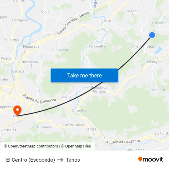 El Centro (Escobedo) to Tanos map