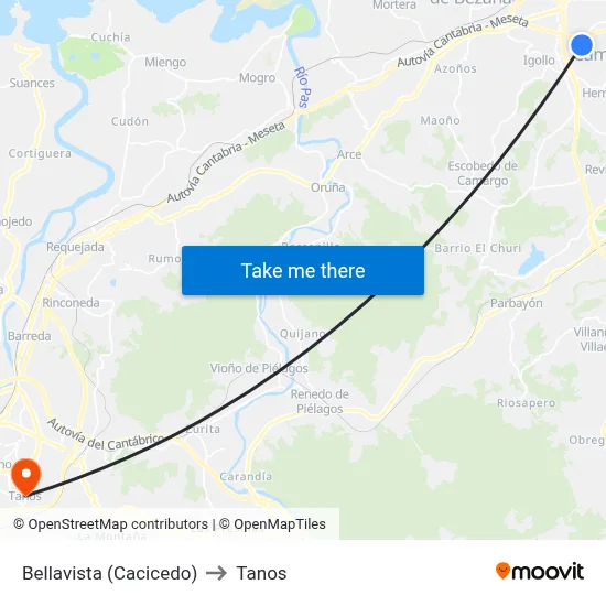 Bellavista (Cacicedo) to Tanos map