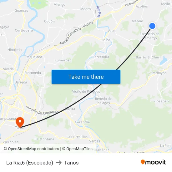 La Ria,6 (Escobedo) to Tanos map