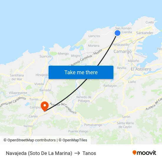 Navajeda (Soto De La Marina) to Tanos map