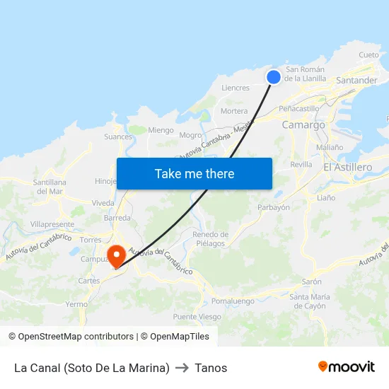 La Canal (Soto De La Marina) to Tanos map