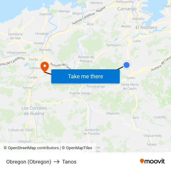 Obregon (Obregon) to Tanos map