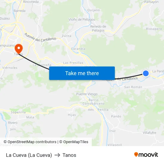 La Cueva (La Cueva) to Tanos map