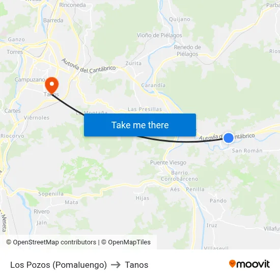 Los Pozos (Pomaluengo) to Tanos map