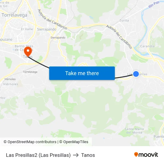 Las Presillas2 (Las Presillas) to Tanos map