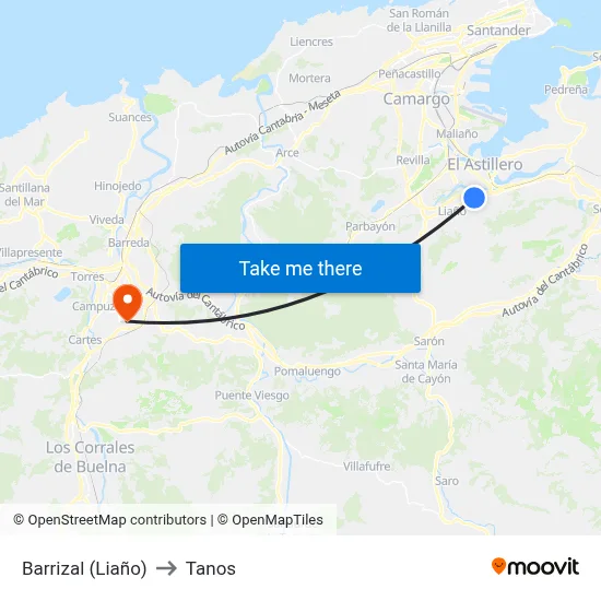 Barrizal (Liaño) to Tanos map