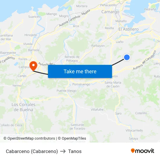 Cabarceno (Cabarceno) to Tanos map