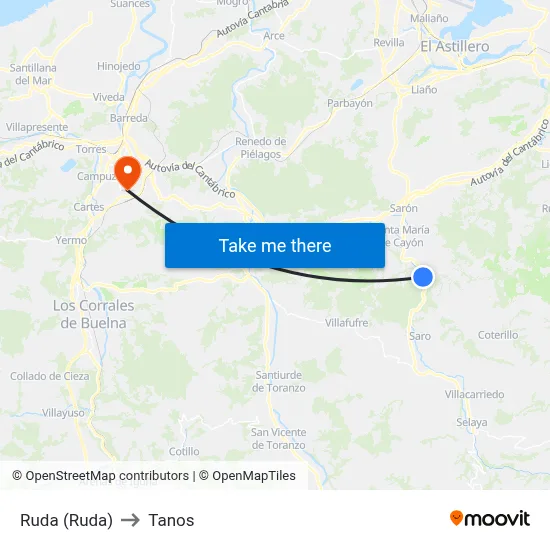 Ruda (Ruda) to Tanos map