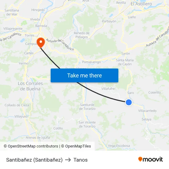 Santibañez (Santibañez) to Tanos map