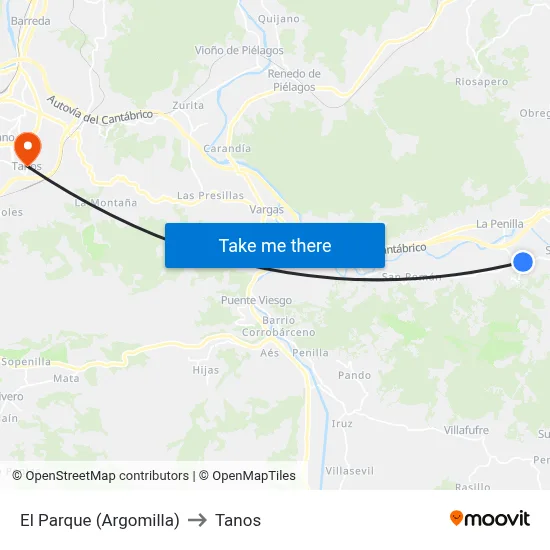 El Parque (Argomilla) to Tanos map