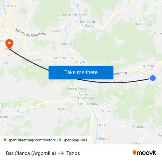 Bar Cianca (Argomilla) to Tanos map