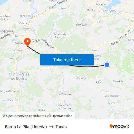 Barrio La Pila (Lloreda) to Tanos map