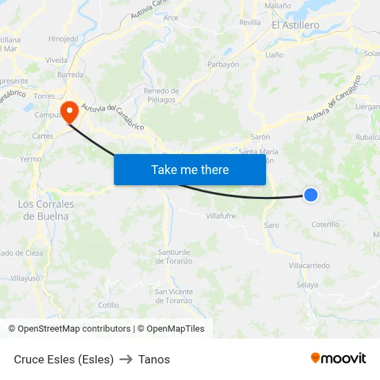 Cruce Esles (Esles) to Tanos map