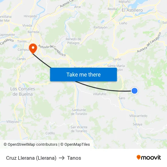Cruz Llerana (Llerana) to Tanos map