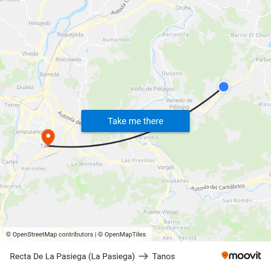 Recta De La Pasiega (La Pasiega) to Tanos map