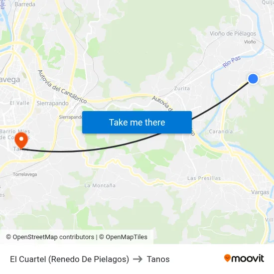 El Cuartel (Renedo De Pielagos) to Tanos map