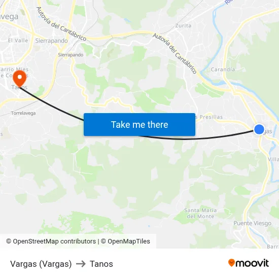 Vargas (Vargas) to Tanos map
