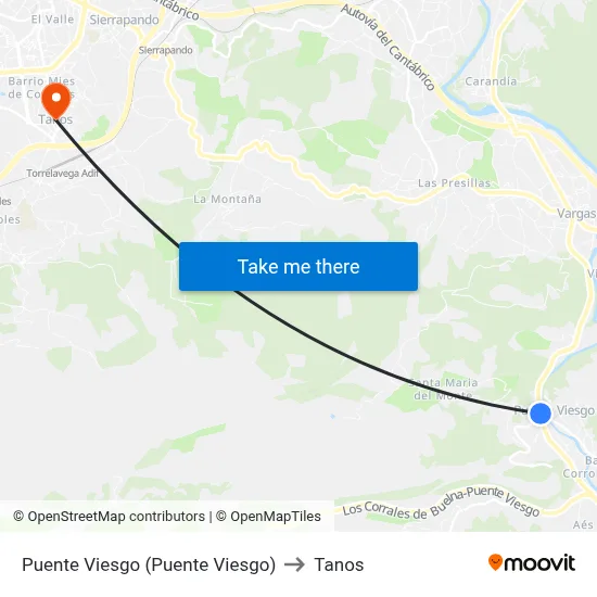 Puente Viesgo (Puente Viesgo) to Tanos map