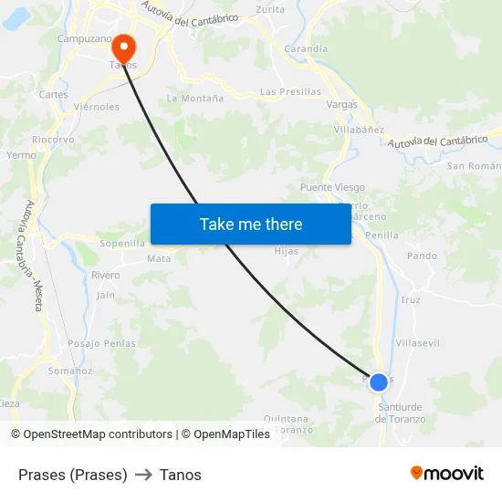 Prases (Prases) to Tanos map