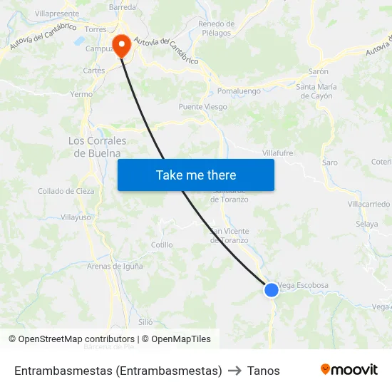 Entrambasmestas (Entrambasmestas) to Tanos map