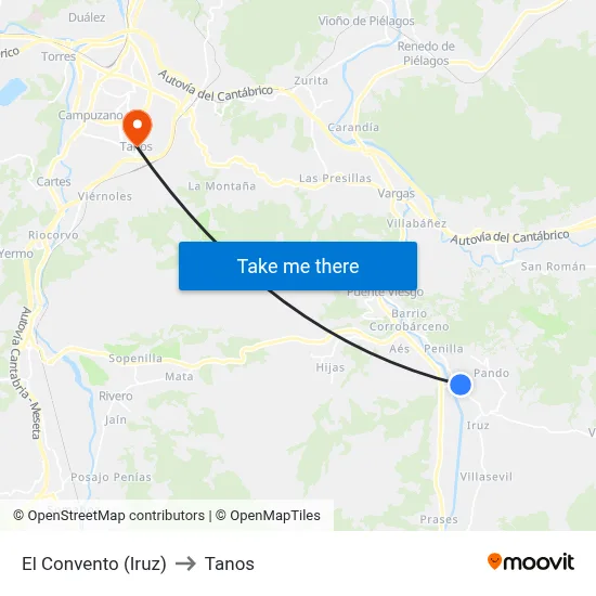 El Convento (Iruz) to Tanos map