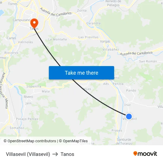 Villasevil (Villasevil) to Tanos map