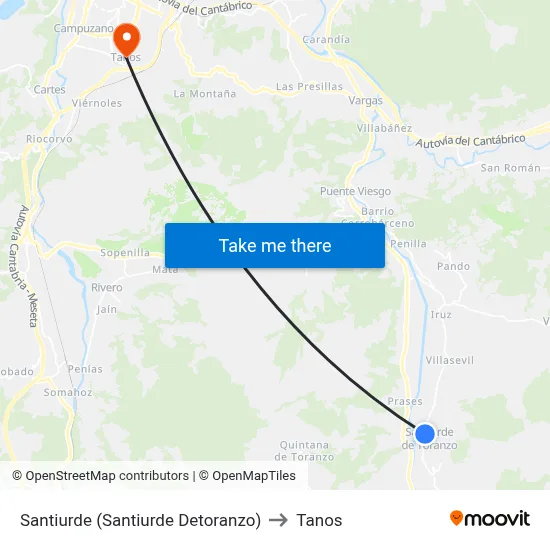 Santiurde (Santiurde Detoranzo) to Tanos map