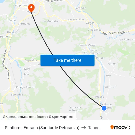 Santiurde Entrada (Santiurde Detoranzo) to Tanos map