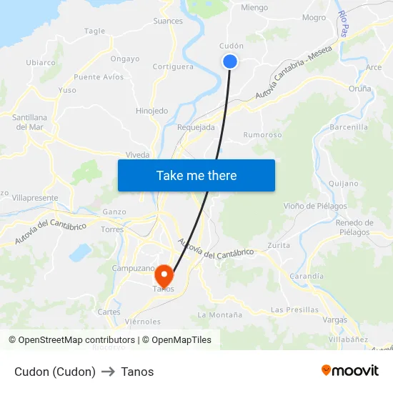 Cudon (Cudon) to Tanos map