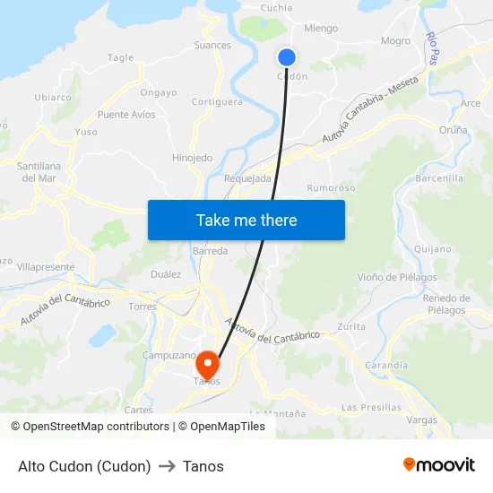 Alto Cudon (Cudon) to Tanos map