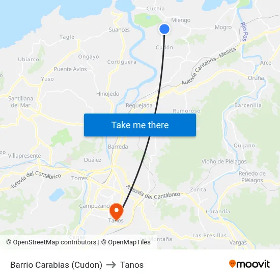 Barrio Carabias (Cudon) to Tanos map