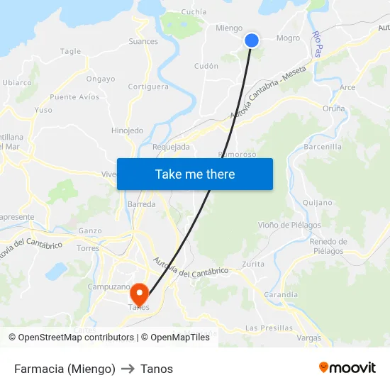 Farmacia (Miengo) to Tanos map