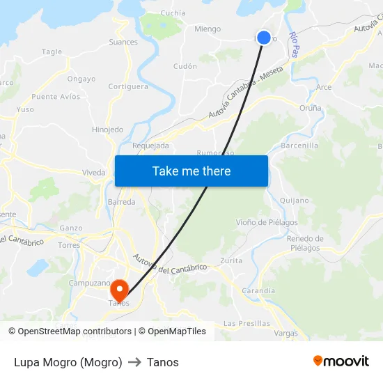 Lupa Mogro (Mogro) to Tanos map
