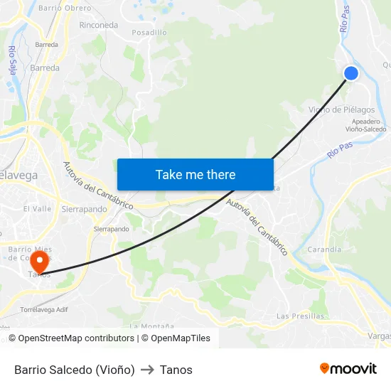 Barrio Salcedo (Vioño) to Tanos map