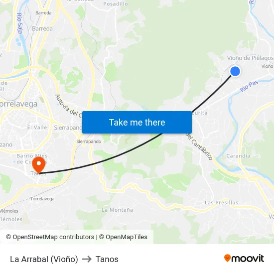 La Arrabal (Vioño) to Tanos map