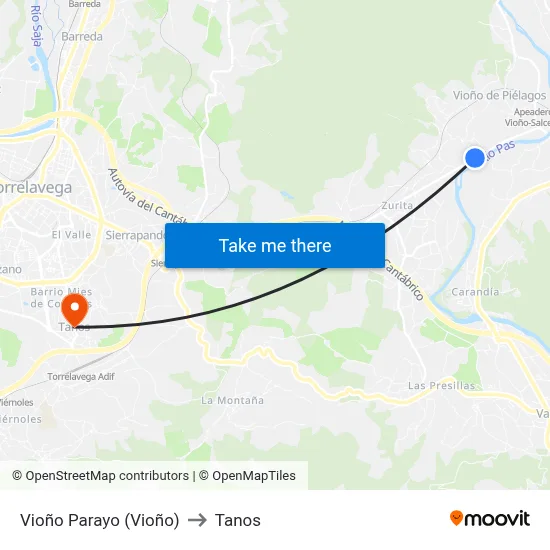 Vioño Parayo (Vioño) to Tanos map