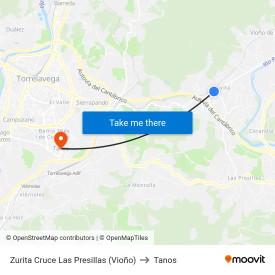 Zurita Cruce Las Presillas (Vioño) to Tanos map