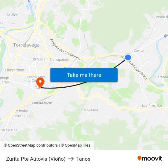 Zurita Pte Autovia (Vioño) to Tanos map