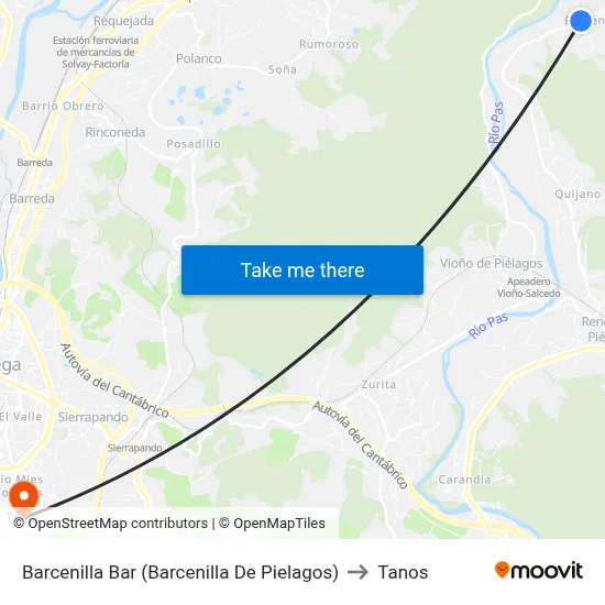 Barcenilla Bar (Barcenilla De Pielagos) to Tanos map