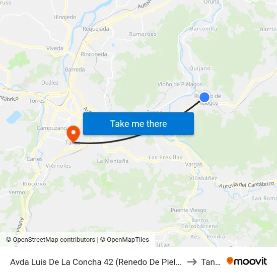 Avda Luis De La Concha 42 (Renedo De Pielagos) to Tanos map