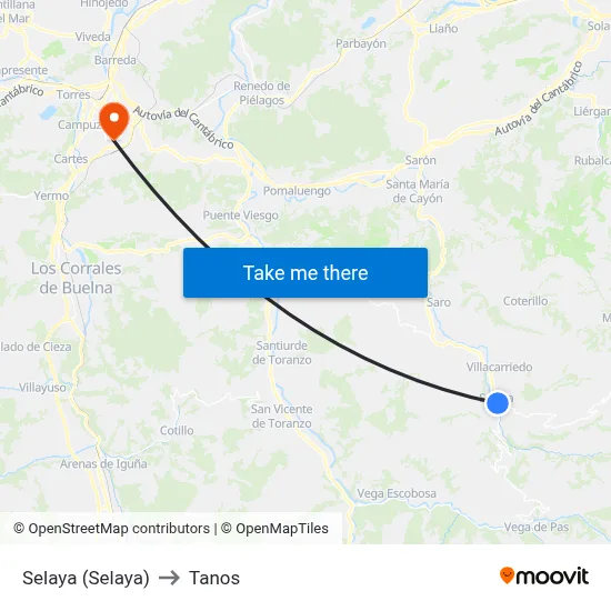 Selaya (Selaya) to Tanos map