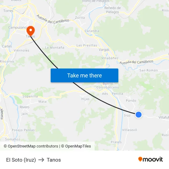El Soto (Iruz) to Tanos map