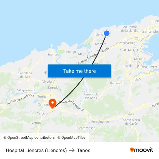 Hospital Liencres (Liencres) to Tanos map