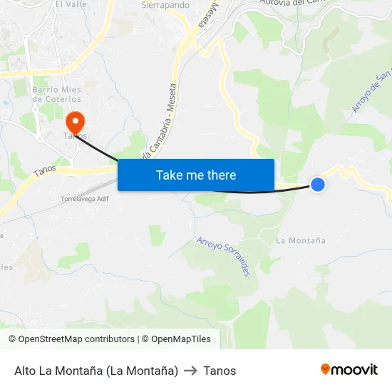 Alto La Montaña (La Montaña) to Tanos map