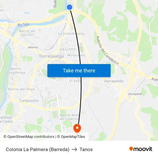 Colonia La Palmera (Barreda) to Tanos map