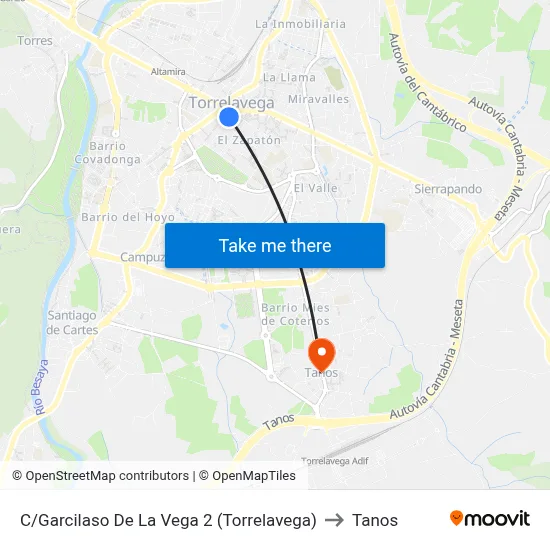 C/Garcilaso De La Vega 2 (Torrelavega) to Tanos map