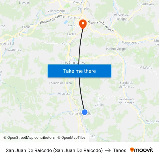 San Juan De Raicedo (San Juan De Raicedo) to Tanos map