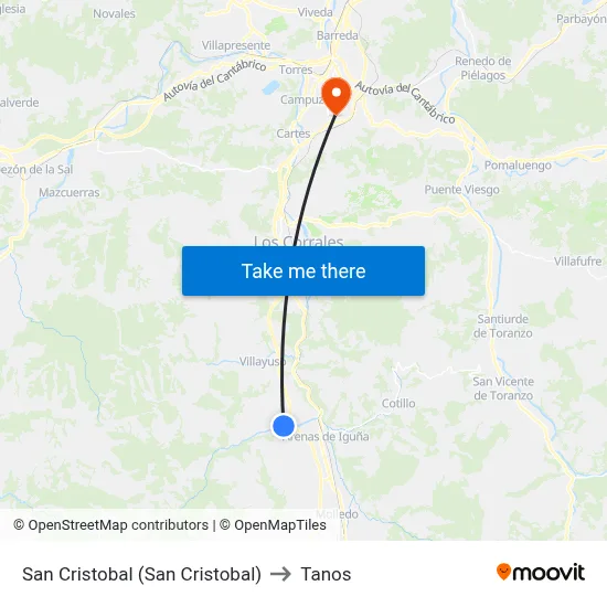 San Cristobal (San Cristobal) to Tanos map