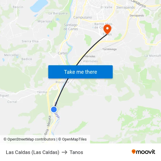 Las Caldas (Las Caldas) to Tanos map